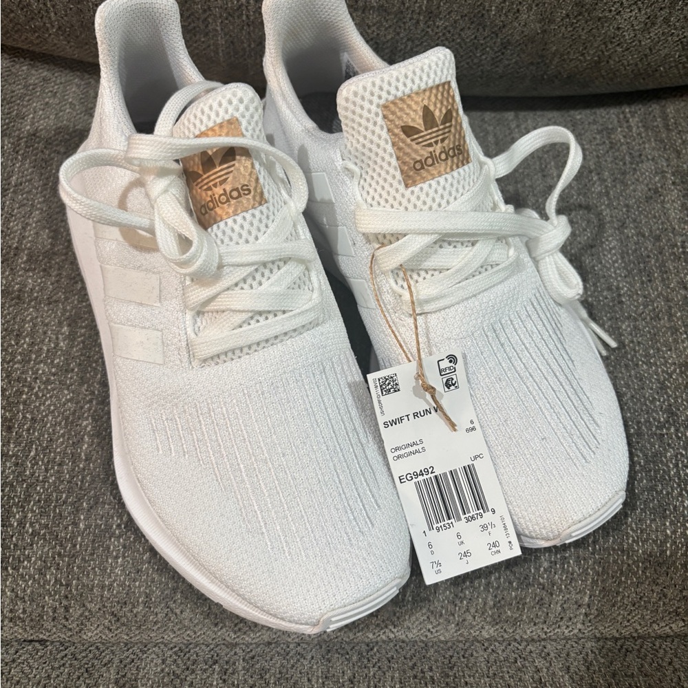 Adidas White Sneakers Women’s 7.5 with Tan Details